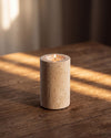 SOKI - Handcrafted Turkish Beige Travertine Tealight Holder L - Ø2.4 x 3.9 in