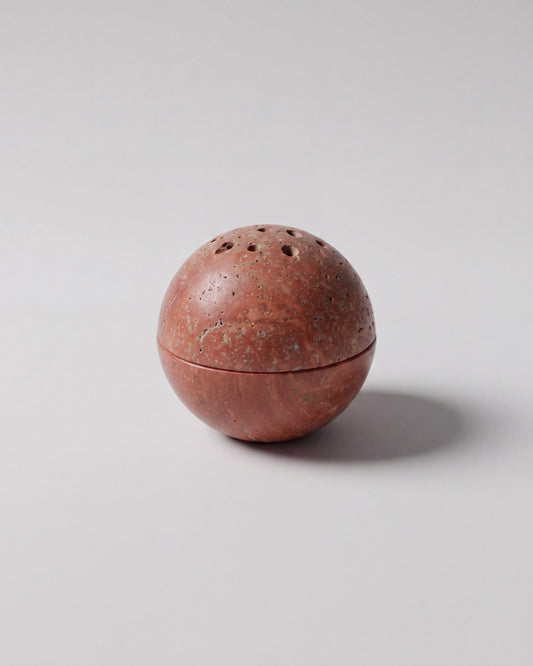 TAMA - Handcrafted Italian Red Travertine Incense Burner - 3.9 x 3.9 in