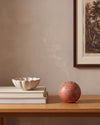 TAMA - Handcrafted Italian Red Travertine Incense Burner - 3.9 x 3.9 in