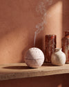 TAMA - Handcrafted Turkish Beige Travertine Incense Burner - 3.9 x 3.9 in