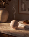 TAMA - Handcrafted Turkish Beige Travertine Incense Burner - 3.9 x 3.9 in