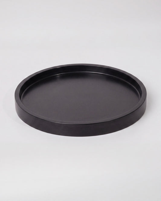 VARRO - Handcrafted Chinese Nero Marquina Marble Round Tray - Ø11.8 in