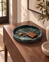VARRO - Handcrafted Indian Green Marble Round Tray - Ø11.8 in