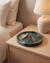 VARRO - Handcrafted Indian Green Marble Round Tray - Ø11.8 in