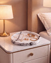 VARRO - Handcrafted Italian Carrara White Marble Round Tray - Ø11.8 in