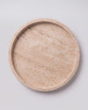 VARRO - Handcrafted Turkish Beige Travertine Round Tray - Ø11.8 in