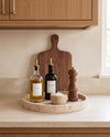 VARRO - Handcrafted Turkish Beige Travertine Round Tray - Ø11.8 in
