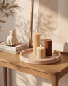 VARRO - Handcrafted Turkish Beige Travertine Round Tray - Ø11.8 in