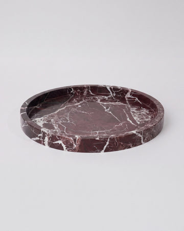 VARRO - Handcrafted Turkish Rosa Levanto Marble Round Tray - Ø11.8 in