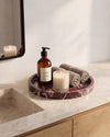 VARRO - Handcrafted Turkish Rosa Levanto Marble Round Tray - Ø11.8 in