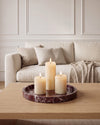 VARRO - Handcrafted Turkish Rosa Levanto Marble Round Tray - Ø11.8 in