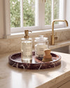 VARRO - Handcrafted Turkish Rosa Levanto Marble Round Tray - Ø11.8 in