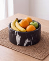 YUKI - Handcrafted Chinese Nero Marquina Marble Round Fruit Bowl - Ø9.4 in