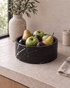 YUKI - Handcrafted Chinese Nero Marquina Marble Round Fruit Bowl - Ø9.4 in