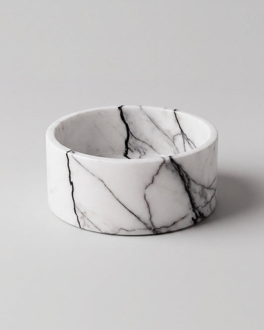YUKI - Handcrafted Italian Lilac Marble Round Fruit Bowl - Ø9.4 in