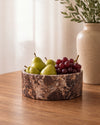 YUKI - Handcrafted Spanish Dark Emperador Marble Round Fruit Bowl - Ø9.4 in