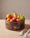 YUKI - Handcrafted Spanish Dark Emperador Marble Round Fruit Bowl - Ø9.4 in