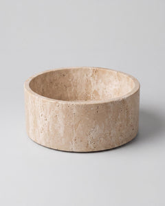 YUKI - Handcrafted Turkish Beige Travertine Round Fruit Bowl - Ø9.4 in