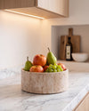 YUKI - Handcrafted Turkish Beige Travertine Round Fruit Bowl - Ø9.4 in