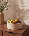 YUKI - Handcrafted Turkish Beige Travertine Round Fruit Bowl - Ø9.4 in