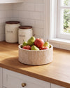 YUKI - Handcrafted Turkish Beige Travertine Round Fruit Bowl - Ø9.4 in