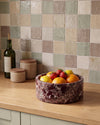 YUKI - Handcrafted Turkish Rosa Levanto Marble Round Fruit Bowl - Ø9.4 in