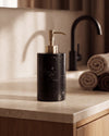 ZAVO - Handcrafted Chinese Nero Marquina Marble Soap Dispenser with Gold Pump - Ø3.0 x H4.7 in