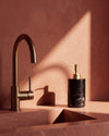 ZAVO - Handcrafted Chinese Nero Marquina Marble Soap Dispenser with Gold Pump - Ø3.0 x H4.7 in