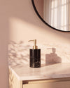 ZAVO - Handcrafted Chinese Nero Marquina Marble Soap Dispenser with Gold Pump - Ø3.0 x H4.7 in