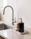 ZAVO - Handcrafted Chinese Nero Marquina Marble Soap Dispenser with Gold Pump - Ø3.0 x H4.7 in