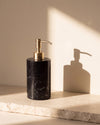 ZAVO - Handcrafted Chinese Nero Marquina Marble Soap Dispenser with Gold Pump - Ø3.0 x H4.7 in
