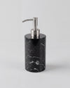 ZAVO - Handcrafted Chinese Nero Marquina Marble Soap Dispenser with Silver Pump - Ø3.0 x H4.7 in
