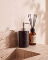 ZAVO - Handcrafted Chinese Nero Marquina Marble Soap Dispenser with Silver Pump - Ø3.0 x H4.7 in