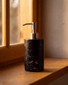 ZAVO - Handcrafted Chinese Nero Marquina Marble Soap Dispenser with Silver Pump - Ø3.0 x H4.7 in
