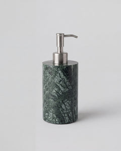 ZAVO - Handcrafted Indian Green Marble Soap Dispenser with Silver Pump - Ø3.0 x H4.7 in