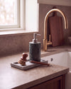 ZAVO - Handcrafted Indian Green Marble Soap Dispenser with Silver Pump - Ø3.0 x H4.7 in