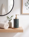 ZAVO - Handcrafted Indian Green Marble Soap Dispenser with Gold Pump - Ø3.0 x H4.7 in