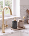 ZAVO - Handcrafted Indian Green Marble Soap Dispenser with Gold Pump - Ø3.0 x H4.7 in