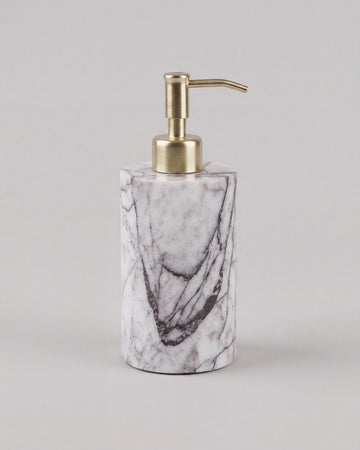 ZAVO - Handcrafted Italian Lilac Marble Soap Dispenser with Gold Pump - Ø3.0 x H4.7 in