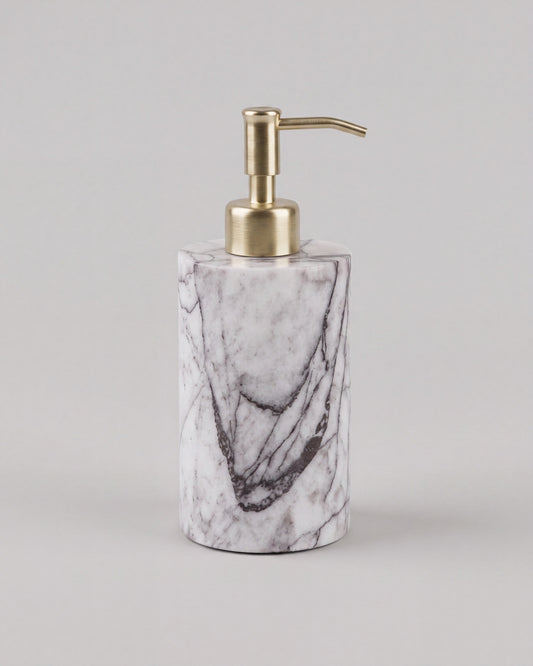 ZAVO - Handcrafted Italian Lilac Marble Soap Dispenser with Gold Pump - Ø3.0 x H4.7 in