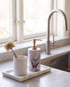 ZAVO - Handcrafted Italian Lilac Marble Soap Dispenser with Gold Pump - Ø3.0 x H4.7 in