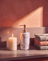 ZAVO - Handcrafted Italian Lilac Marble Soap Dispenser with Gold Pump - Ø3.0 x H4.7 in