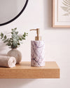 ZAVO - Handcrafted Italian Lilac Marble Soap Dispenser with Gold Pump - Ø3.0 x H4.7 in