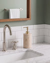 ZAVO - Handcrafted Turkish Beige Travertine Soap Dispenser with Gold Pump - Ø3.0 x H4.7 in