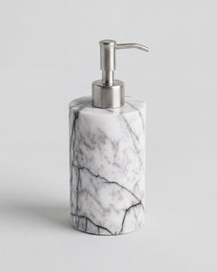 ZAVO - Handcrafted Turkish Lilac Marble Soap Dispenser with Silver Pump - Ø3.0 x H4.7 in