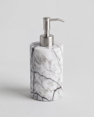 ZAVO - Handcrafted Turkish Lilac Marble Soap Dispenser with Silver Pump - Ø3.0 x H4.7 in