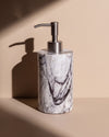 ZAVO - Handcrafted Turkish Lilac Marble Soap Dispenser with Silver Pump - Ø3.0 x H4.7 in