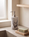 ZAVO - Handcrafted Turkish Lilac Marble Soap Dispenser with Silver Pump - Ø3.0 x H4.7 in