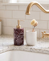ZAVO - Handcrafted Turkish Rosa Levanto Marble Soap Dispenser with Gold Pump - Ø3.0 x H4.7 in