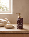 ZAVO - Handcrafted Turkish Rosa Levanto Marble Soap Dispenser with Gold Pump - Ø3.0 x H4.7 in